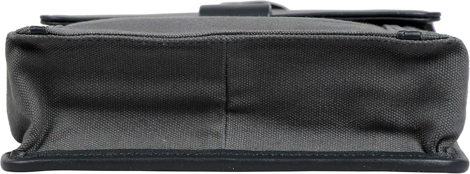 Hidesign Aiden Genuine Leather and Canvas Mini Crossbody Men/Women Messenger Bag/Travel Bag / 10.5" iPad Bag, Gray