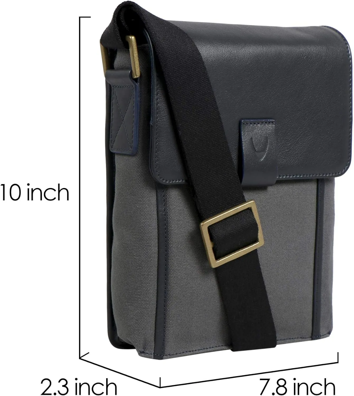 Hidesign Aiden Genuine Leather and Canvas Mini Crossbody Men/Women Messenger Bag/Travel Bag / 10.5" iPad Bag, Gray