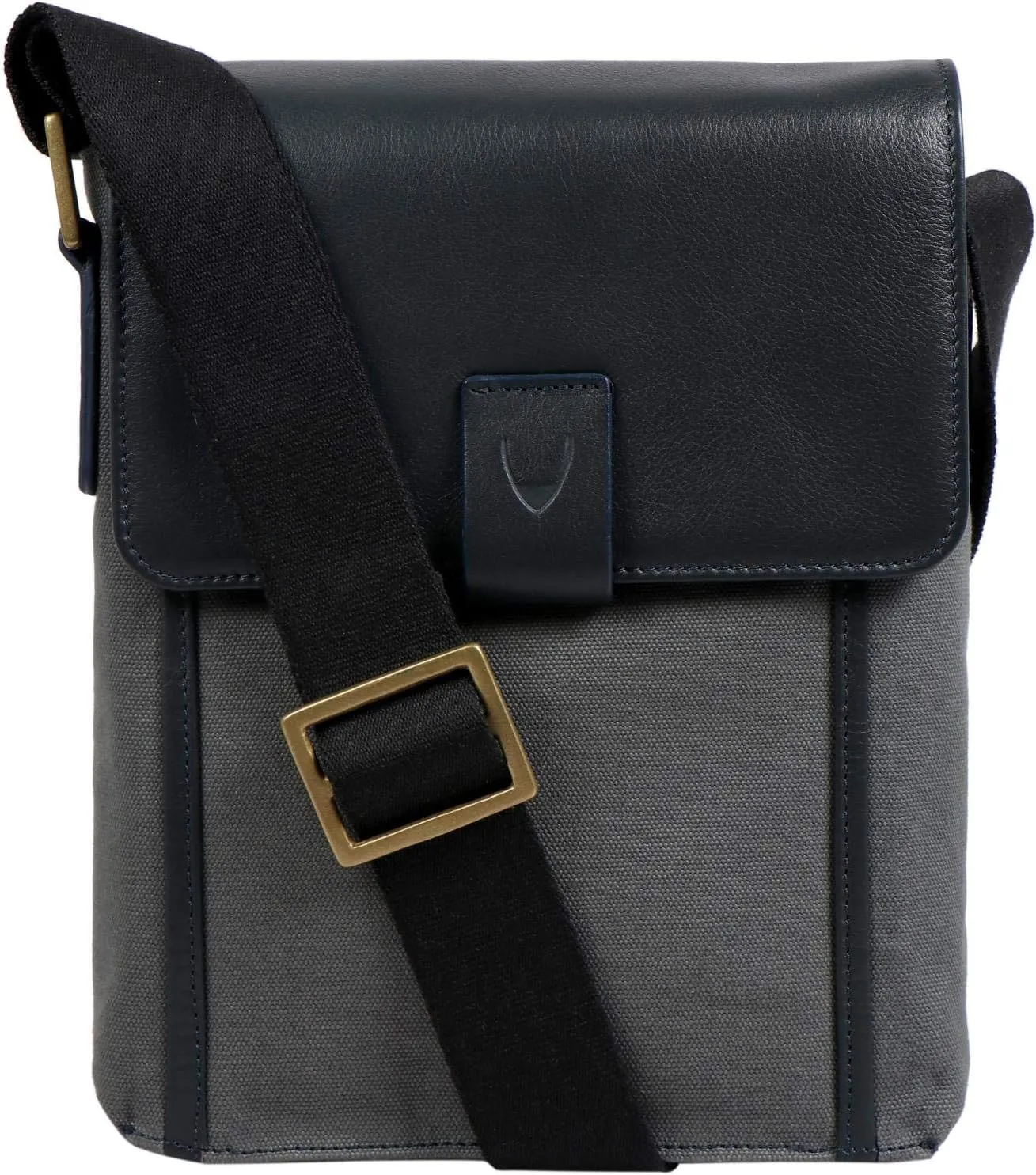 Hidesign Aiden Genuine Leather and Canvas Mini Crossbody Men/Women Messenger Bag/Travel Bag / 10.5" iPad Bag, Gray