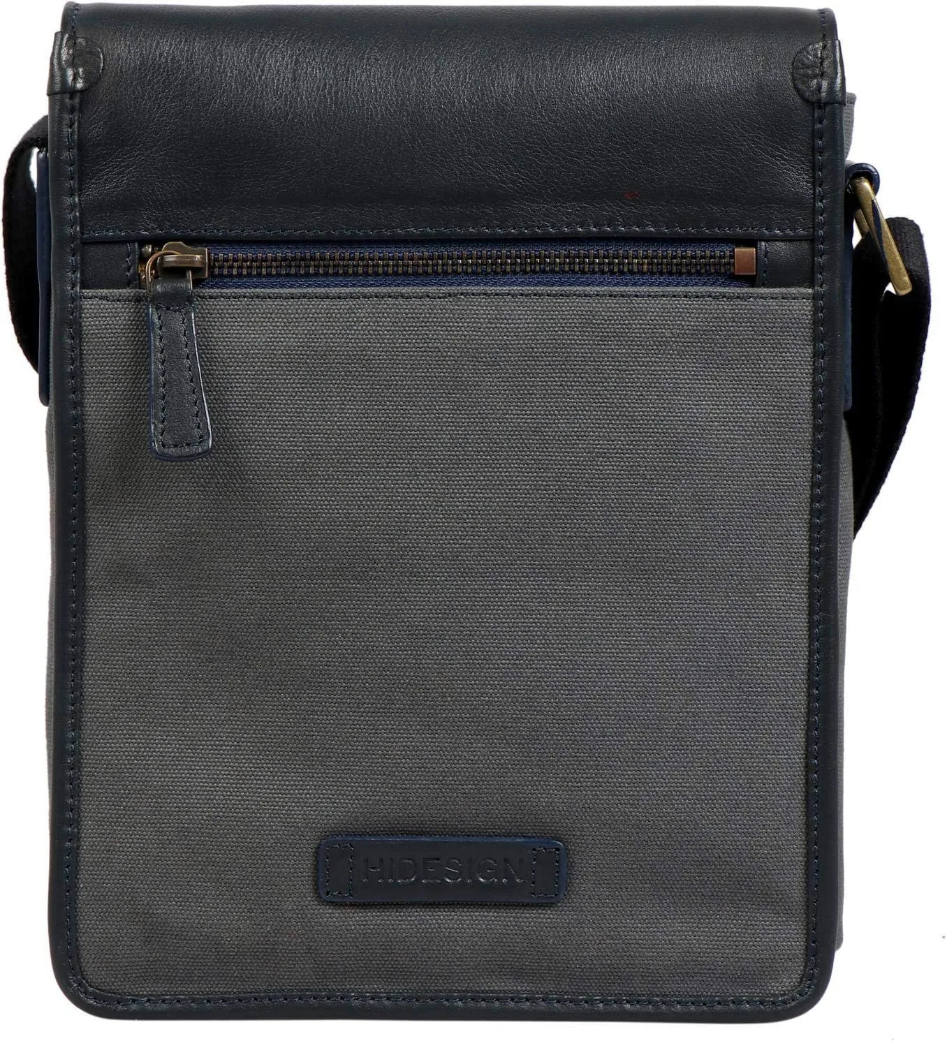 Hidesign Aiden Genuine Leather and Canvas Mini Crossbody Men/Women Messenger Bag/Travel Bag / 10.5" iPad Bag, Gray