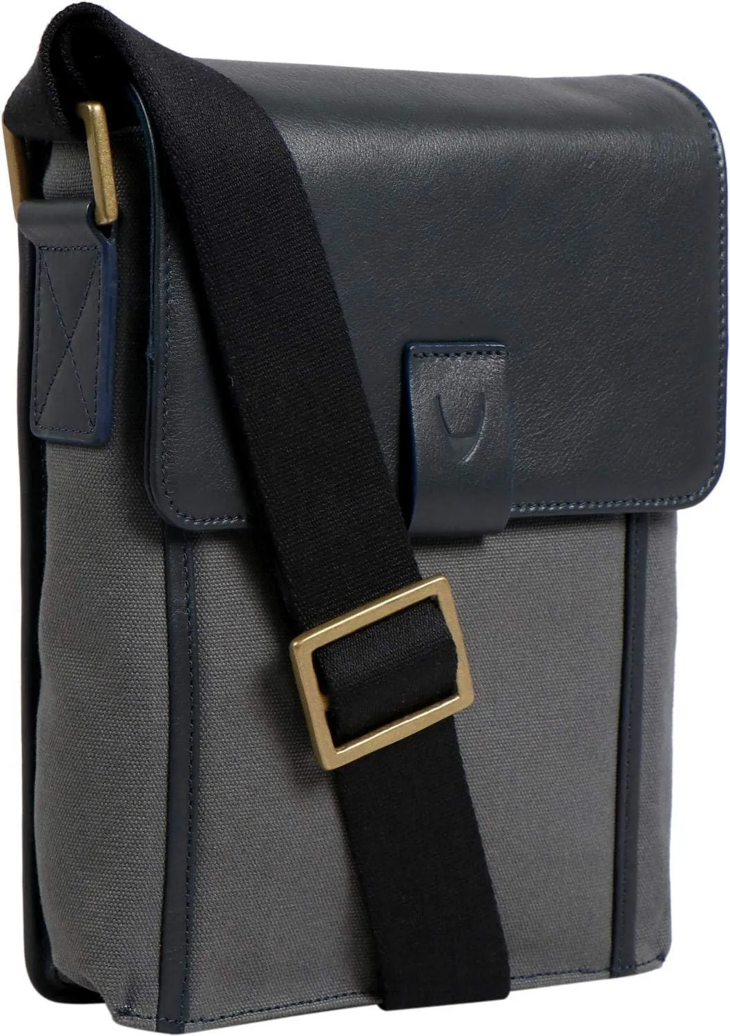Hidesign Aiden Genuine Leather and Canvas Mini Crossbody Men/Women Messenger Bag/Travel Bag / 10.5" iPad Bag, Gray