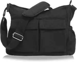 High Density Canvas Messenger Bag for Men/Women, 15” Large Crossbody Shoulder Bag Tote Bag for College/Travel/Work Daily Use