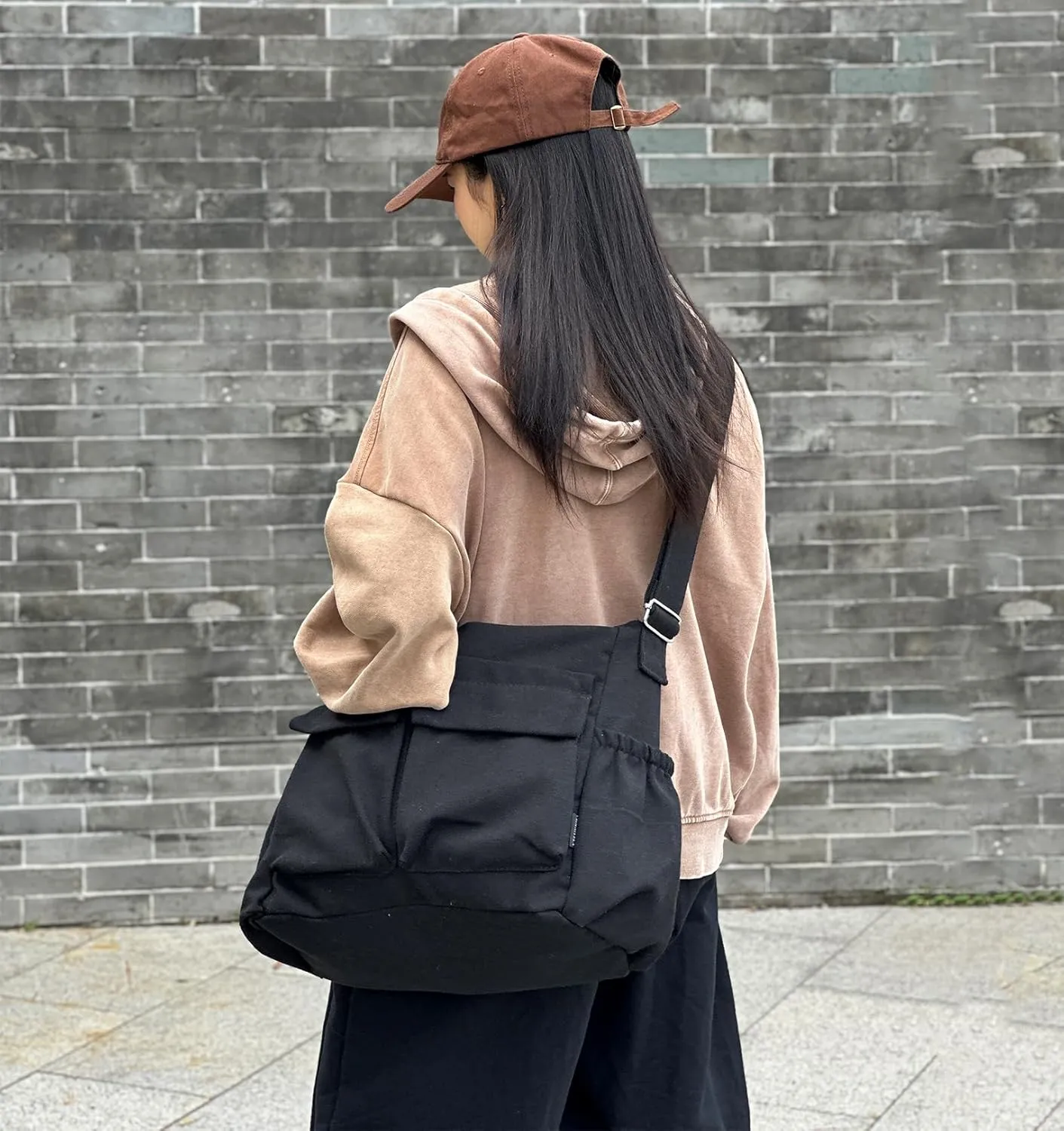 High Density Canvas Messenger Bag for Men/Women, 15” Large Crossbody Shoulder Bag Tote Bag for College/Travel/Work Daily Use