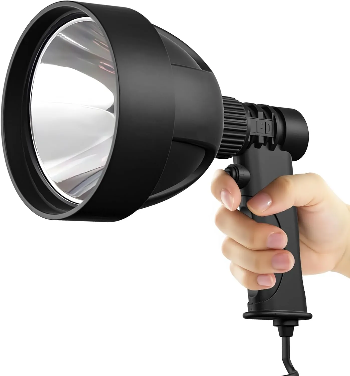 High-Performance 25W Handheld LED Spotlight – 2000LM, Waterproof IP65, Powered by Cigarette Lighter, 12V/24V DC, Perfect for Off-Road, Camping & Emergency