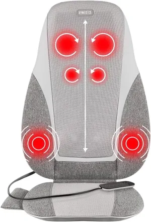 Homedics Shiatsu   Kneading & Vibration Massage Cushion with Heat, Deep Kneading, Handheld Remote, Lumbar Vibration Waves, 3 Massage Zones, Upper, Lower, Full Back, Fits Most Chairs, Premium Fabric