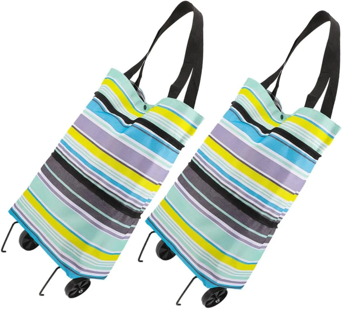 Homoyoyo Portable Shopping Wheel Bag Tote Wheels Folding Trolley for Grocery Cart Easy to Carry