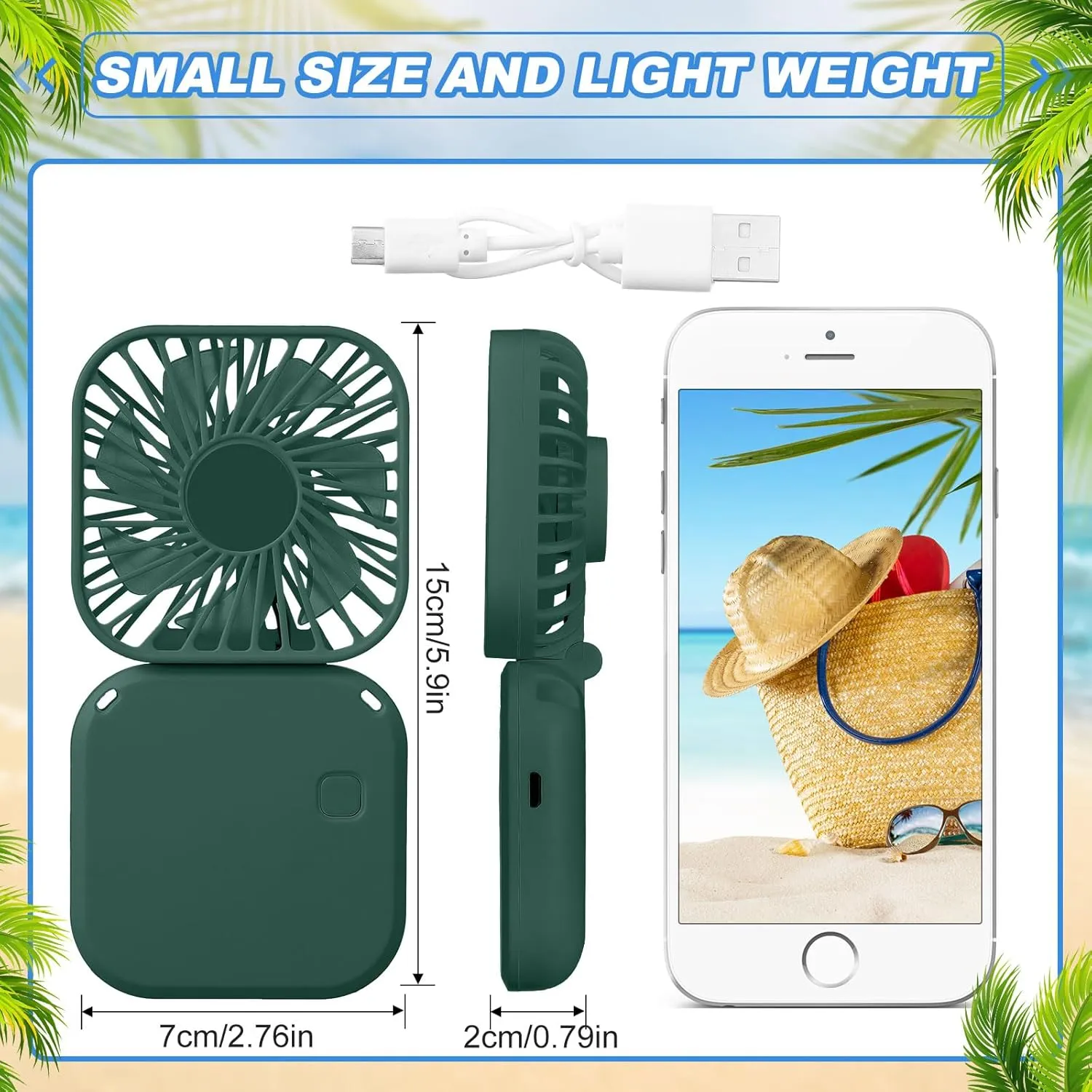Hortsun 24 Pcs Necklace Fans Portable USB Rechargeable Battery 3 Speed Air Circulatory Handheld for Cooling Small Personal Hand Free Travel Office(Blue,Black,Green)