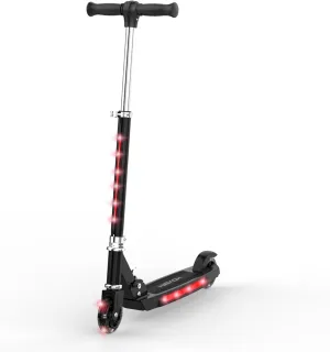 Hover-1 Lunar Kids Folding Kick Scooter with Color-Changing LED Light Up Wheels, Foot Brake, Adjustable Height Handle, and Light Weight Design
