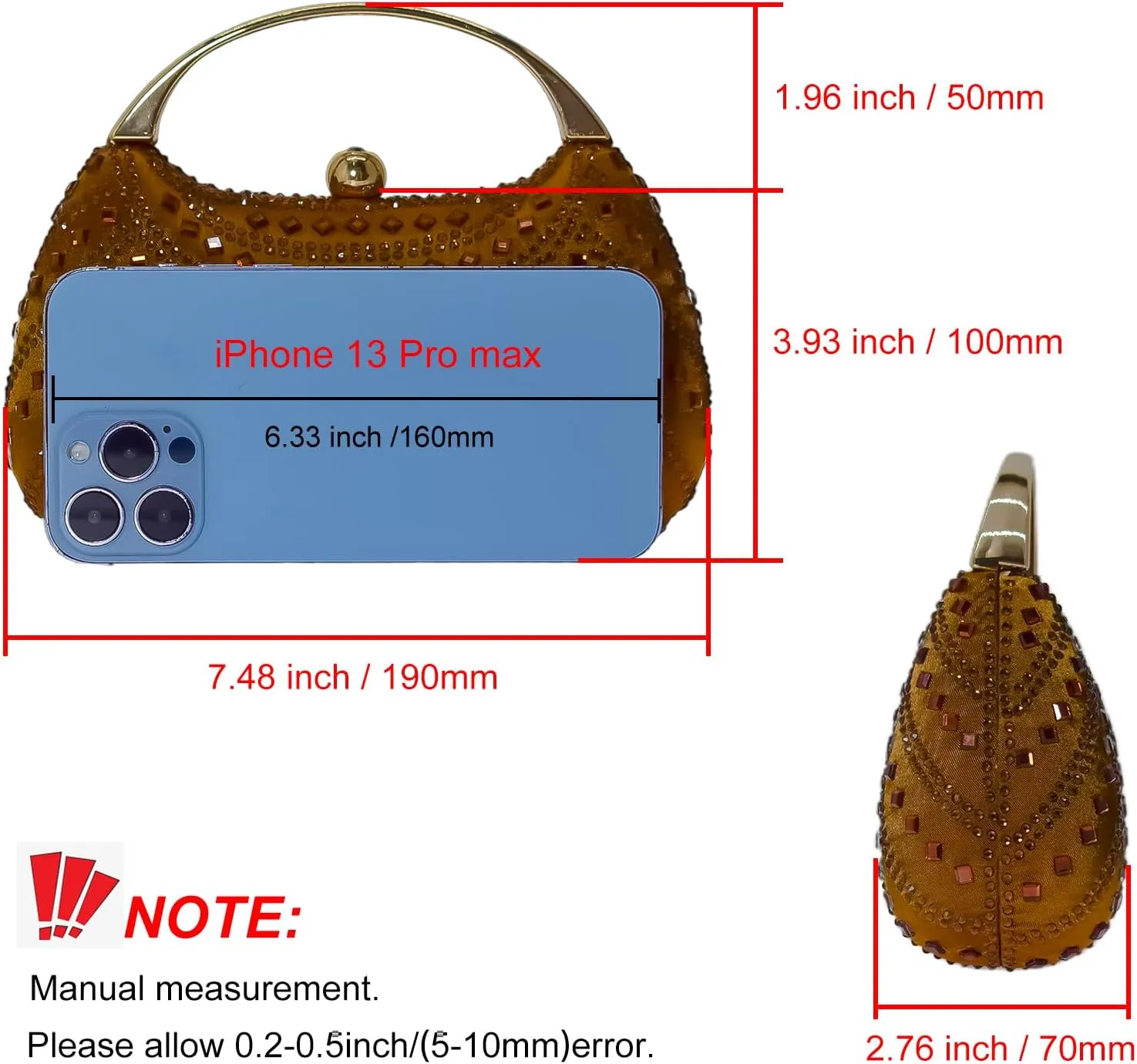 HUANG ZHUANG Elegant Crystal Clutch Rhinestone Handbags For Women Party Purse Wedding Prom Sparkly Bag