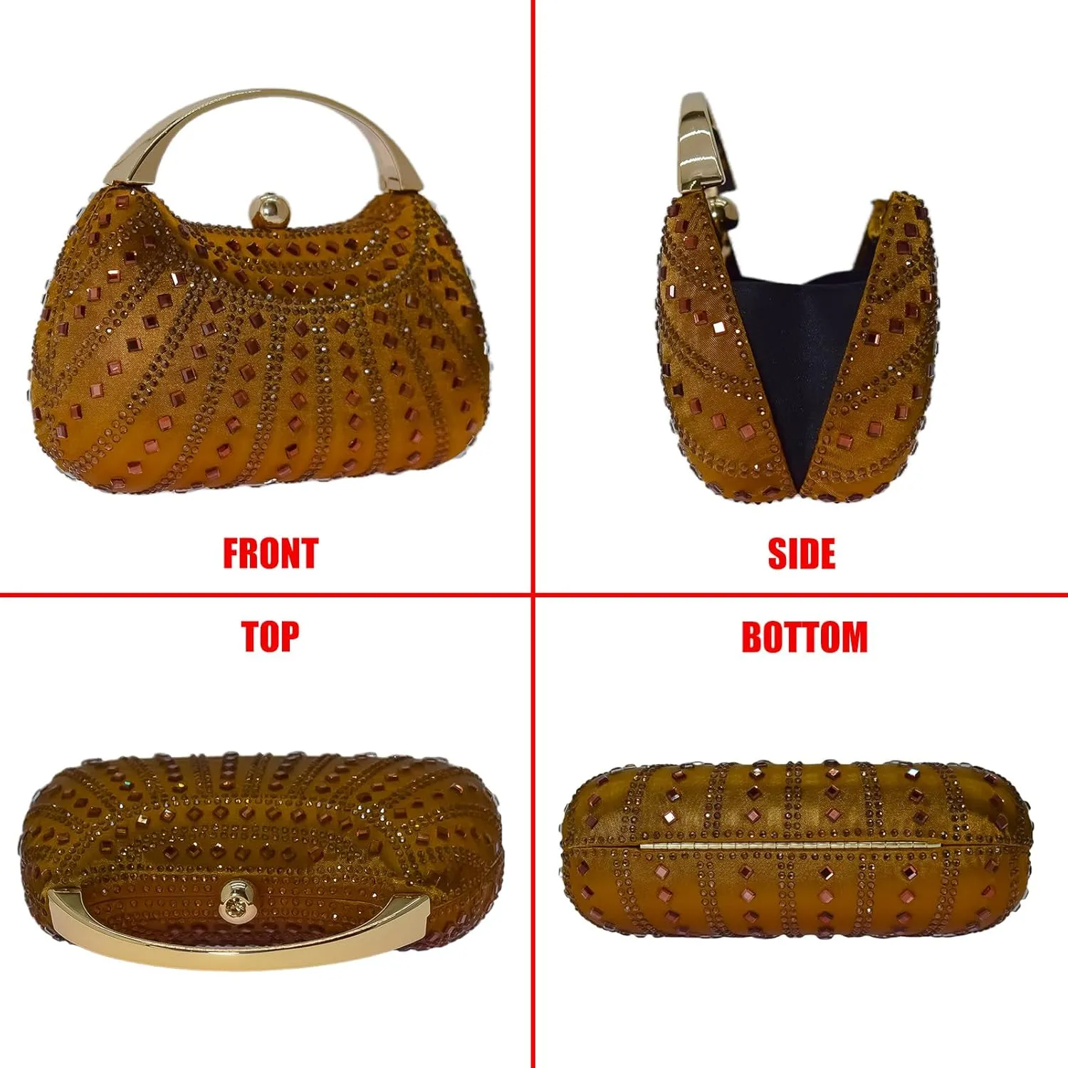 HUANG ZHUANG Elegant Crystal Clutch Rhinestone Handbags For Women Party Purse Wedding Prom Sparkly Bag