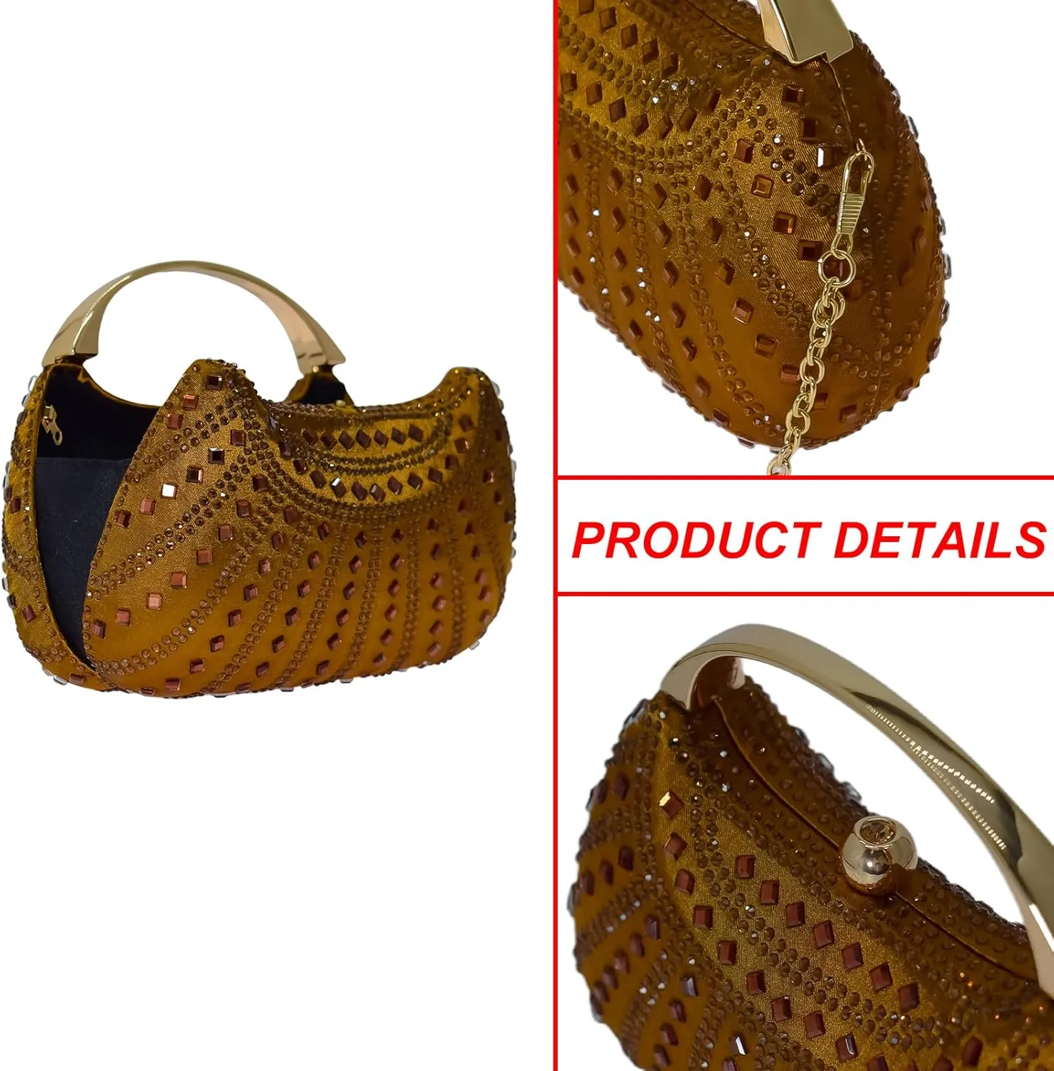 HUANG ZHUANG Elegant Crystal Clutch Rhinestone Handbags For Women Party Purse Wedding Prom Sparkly Bag
