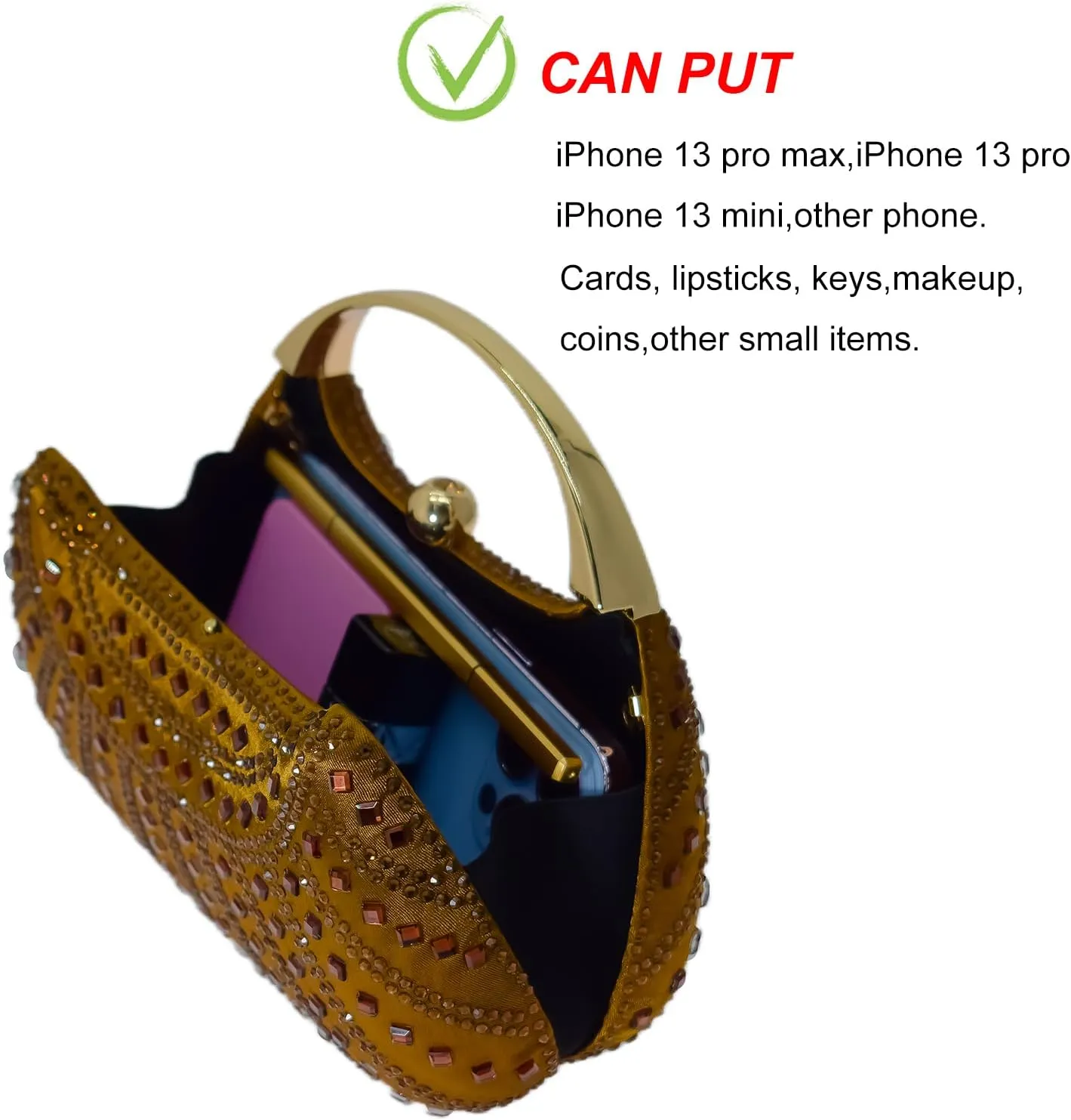 HUANG ZHUANG Elegant Crystal Clutch Rhinestone Handbags For Women Party Purse Wedding Prom Sparkly Bag