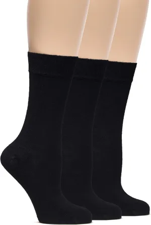 Hugh Ugoli Womens Bamboo Dress Socks, Extremely Soft, Thin, Crew Socks for Business Trouser Casual, Non-Binding, 3-6 Pairs