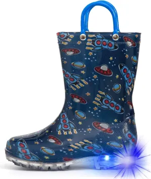 HugRain Light Up Rain Boots for Little Kids