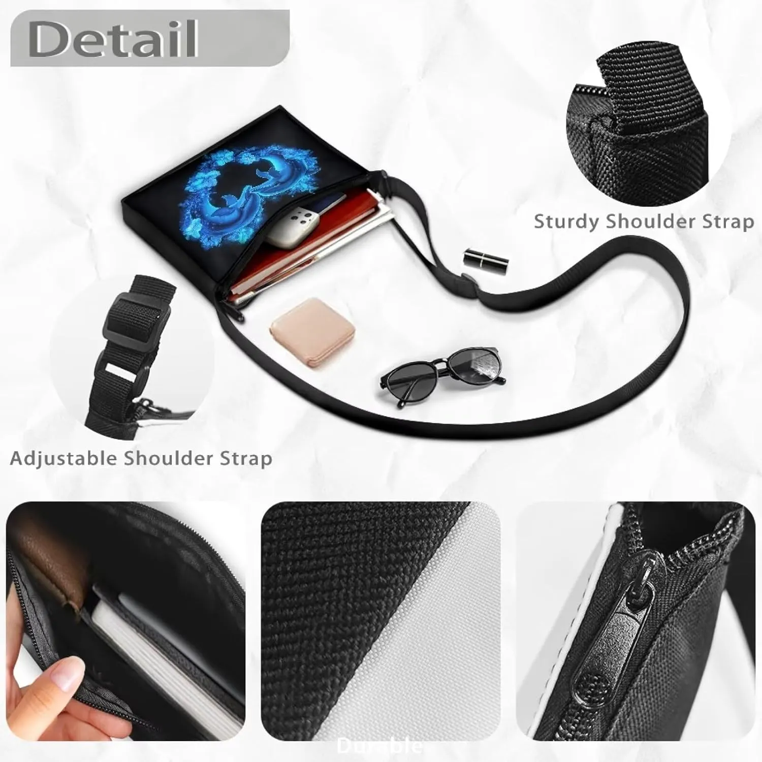 HUGS IDEA Crossbody Purse for Women Small Crossbody Bags Polyester Messenger Bag with Adjustable Shoulder Strap