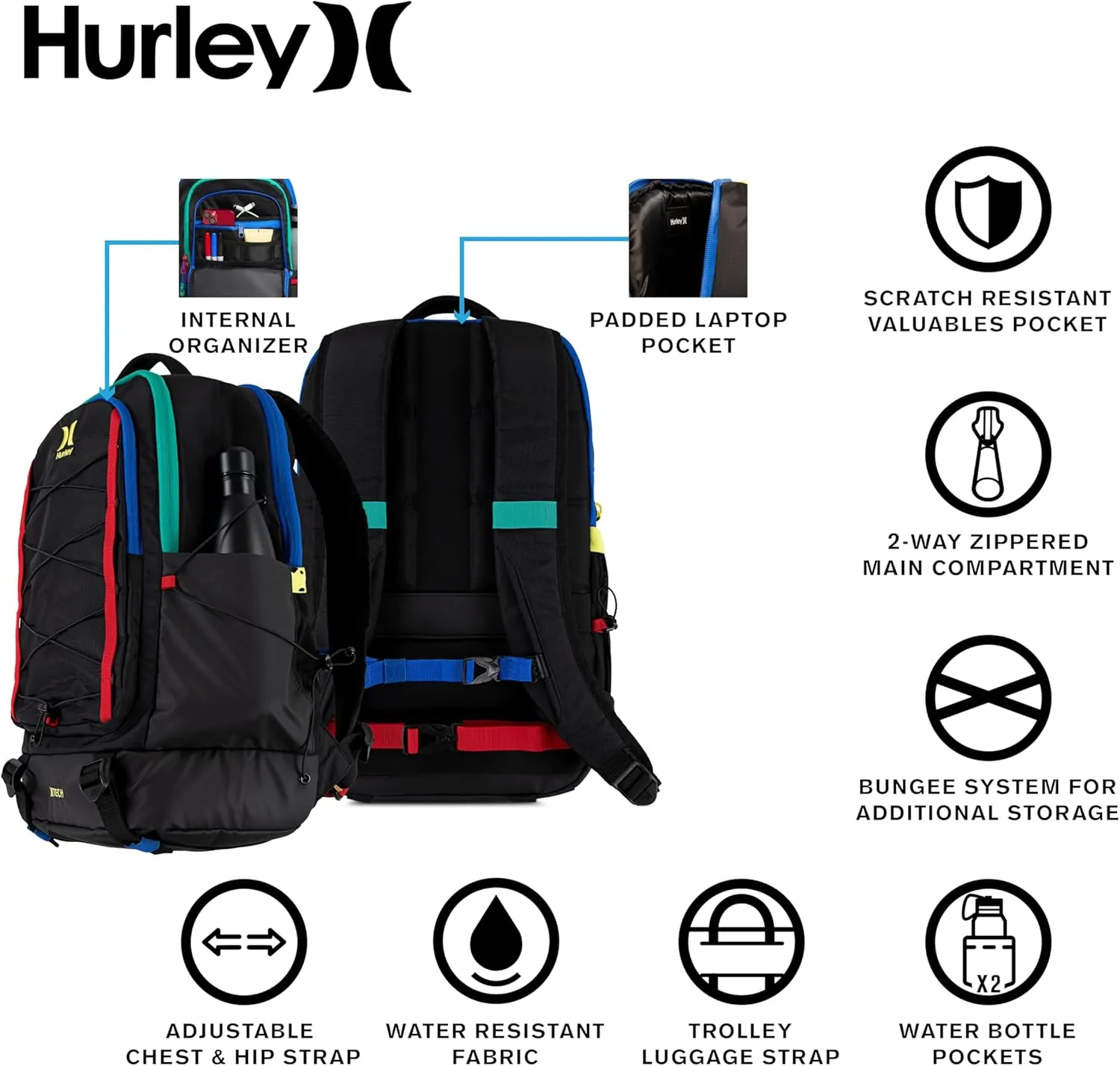 Hurley Men's Commuter Travel Backpack, Cargo, One Size