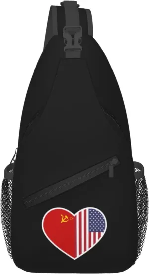 I Love America And The Soviet Union Crossbody Bags For Women Men Chest Backpack Gym Shoulder Bag Travel Outdoor Sports Casual Crossbody Bags