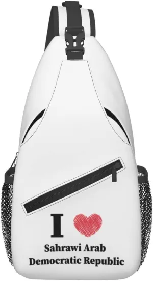 I Love Sahrawi Arab Democratic Republic Crossbody Bags For Women Men Chest Backpack Gym Shoulder Bag Travel Outdoor Sports Casual Crossbody Bags