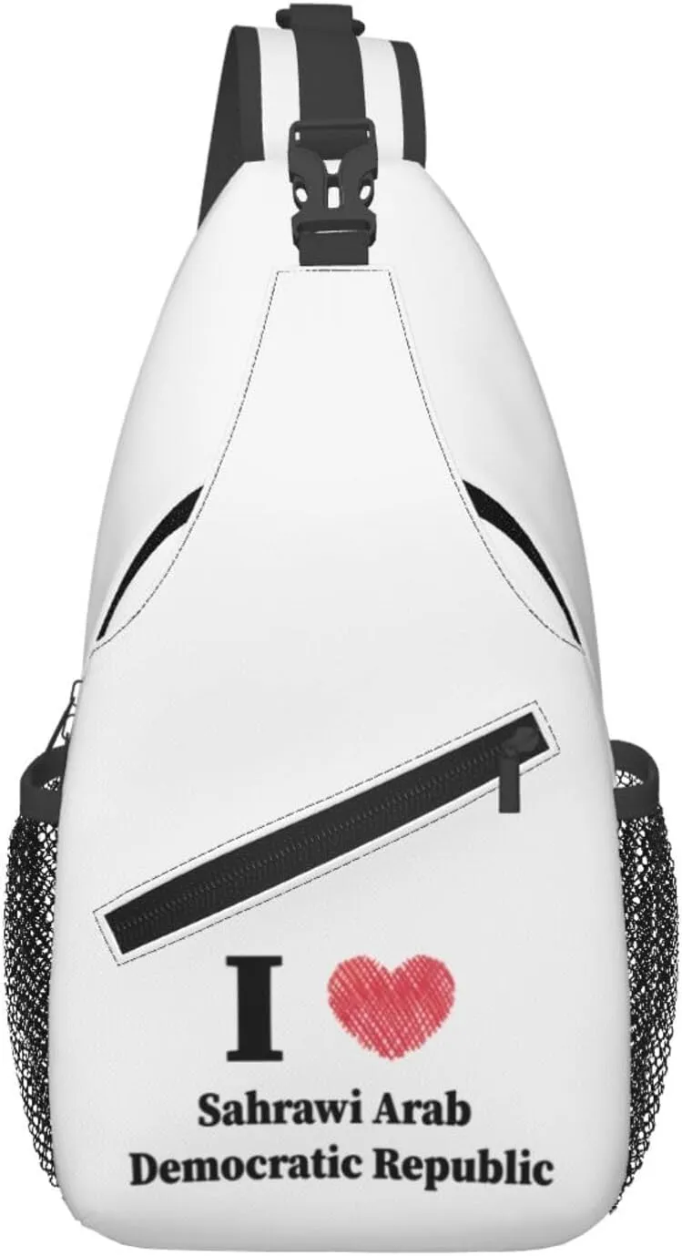 I Love Sahrawi Arab Democratic Republic Crossbody Bags For Women Men Chest Backpack Gym Shoulder Bag Travel Outdoor Sports Casual Crossbody Bags