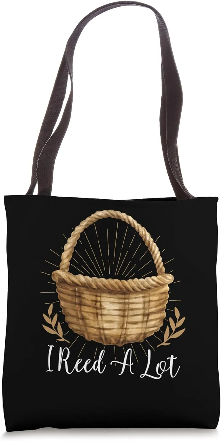 I Reed A Lot - Floral Basket Basket Weaving Tote Bag