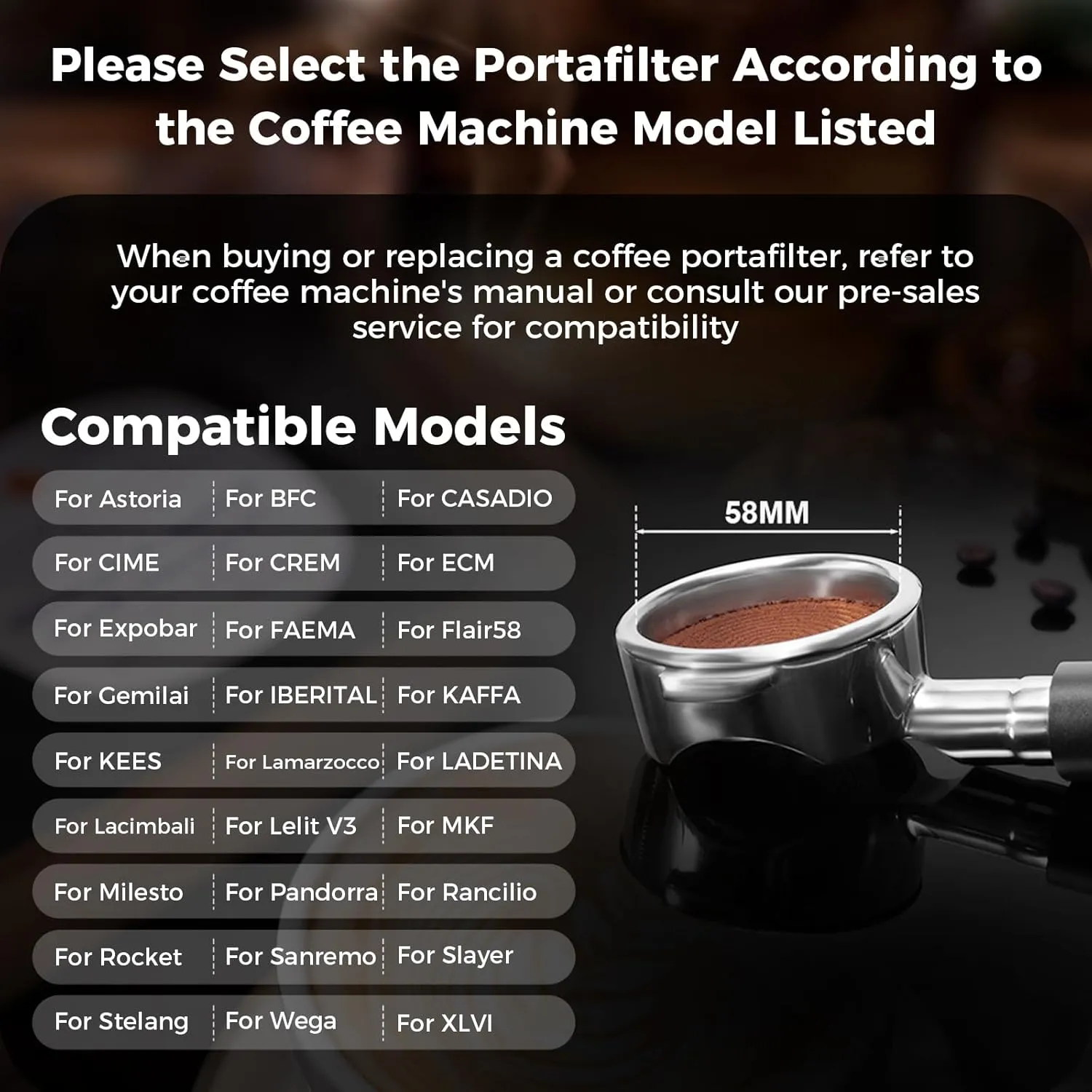 IKAPE 58mm Bottomless Naked Portafilter, Suitable for E61, Flair 58, ECM, Rocket, Sanremo, Synesso, Slayer, VBM Coffee Machines (Included 20g Capacity Filter Basket)