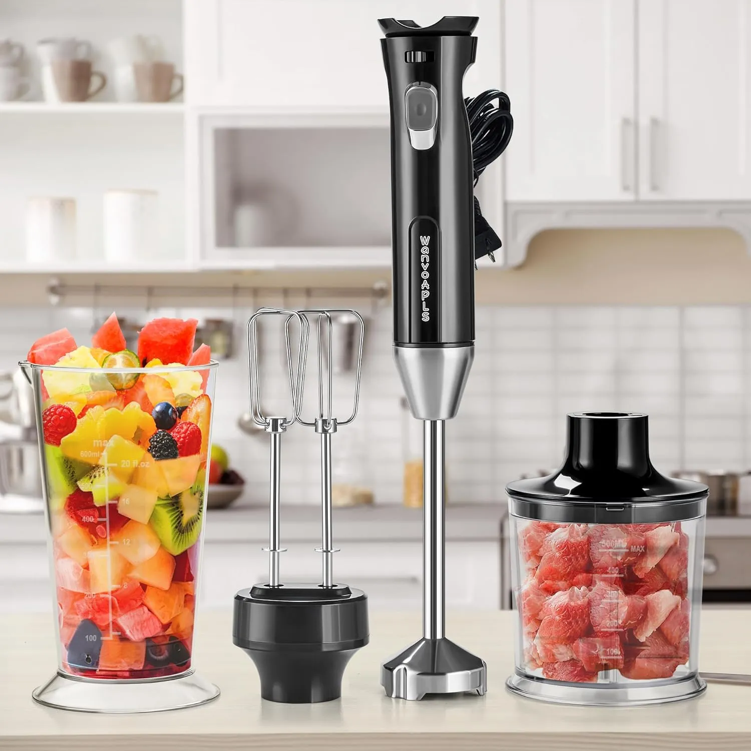 Immersion Blender Handheld, hand mixer with Sharp Blades, Kitchen Gadgets, Stick Blender Perfect for Smoothies, Soups, and Sauces - Portable Mixer Compact and Easy to Clean