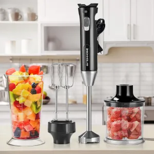 Immersion Blender Handheld, hand mixer with Sharp Blades, Kitchen Gadgets, Stick Blender Perfect for Smoothies, Soups, and Sauces - Portable Mixer Compact and Easy to Clean
