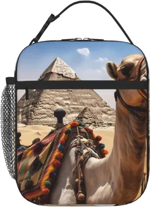 Insulated Lunch Bag for Men Women Reusable Lunch Box Pyramid Camel Lunchbox Leakproof Cooler Bags for Work Picnic