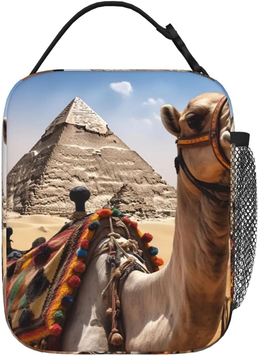 Insulated Lunch Bag for Men Women Reusable Lunch Box Pyramid Camel Lunchbox Leakproof Cooler Bags for Work Picnic