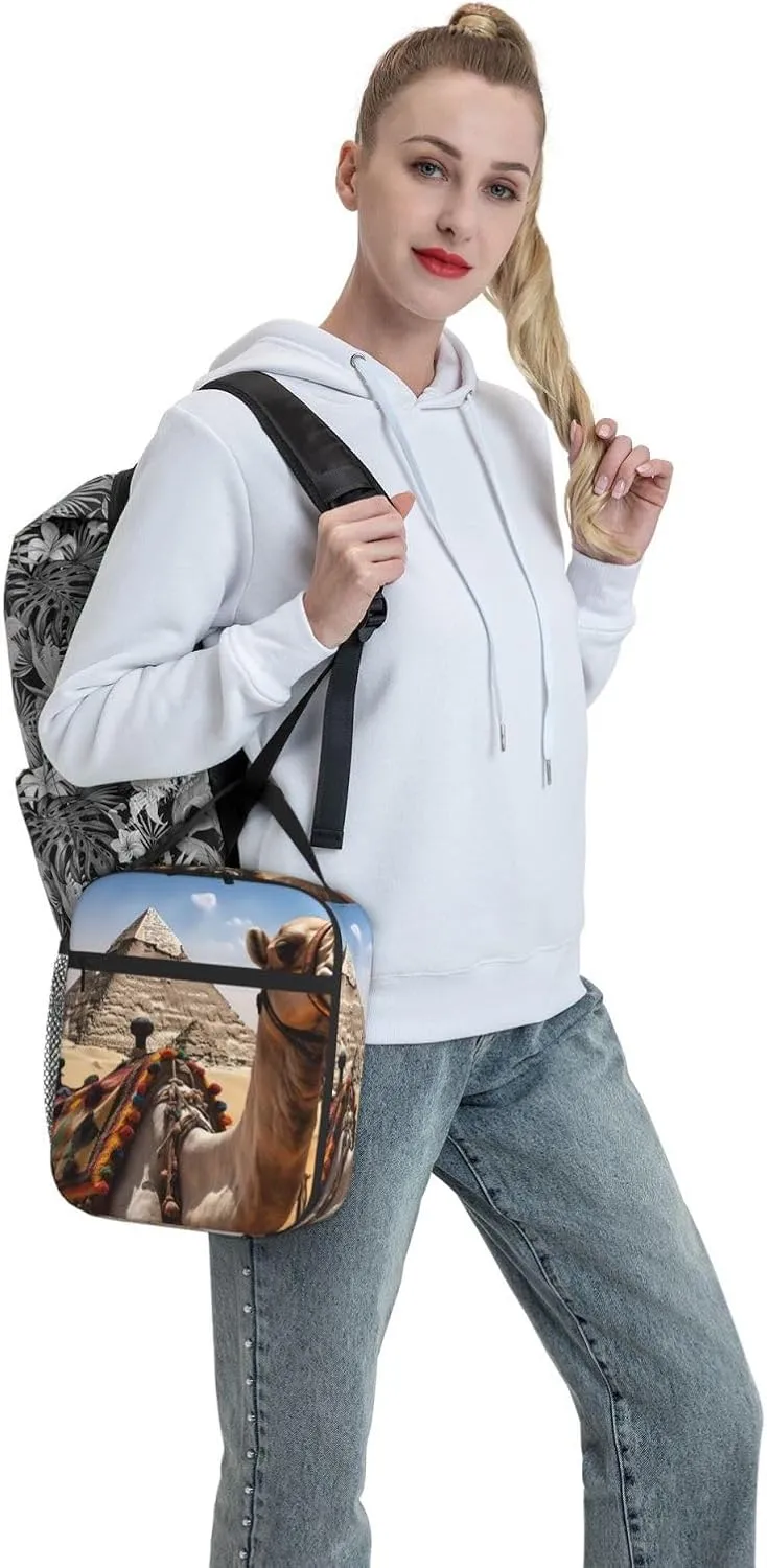 Insulated Lunch Bag for Men Women Reusable Lunch Box Pyramid Camel Lunchbox Leakproof Cooler Bags for Work Picnic