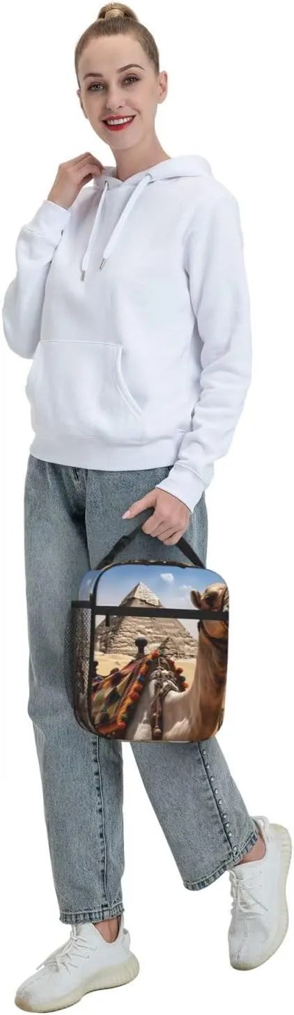 Insulated Lunch Bag for Men Women Reusable Lunch Box Pyramid Camel Lunchbox Leakproof Cooler Bags for Work Picnic
