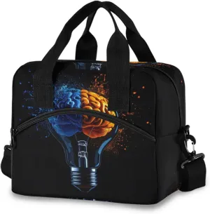 Insulated Lunch Bags Brain Light Print 19 Cans Large Capacity Cooler Lunch Box with Adjustable Detachable Strap 11.4×7.1×9.5 in