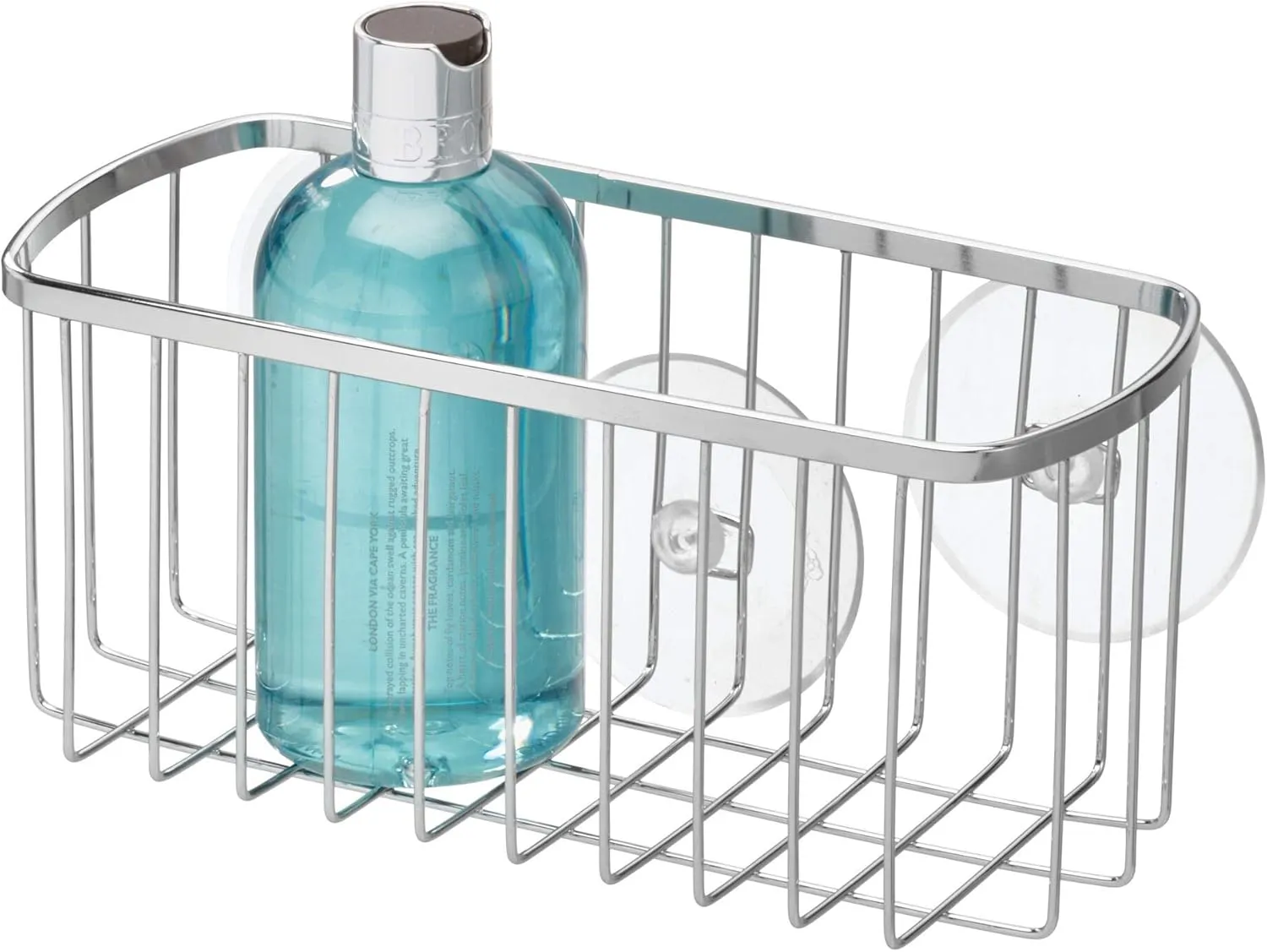 InterDesign Suction, Rectangle Basket, Polished Stainless Steel