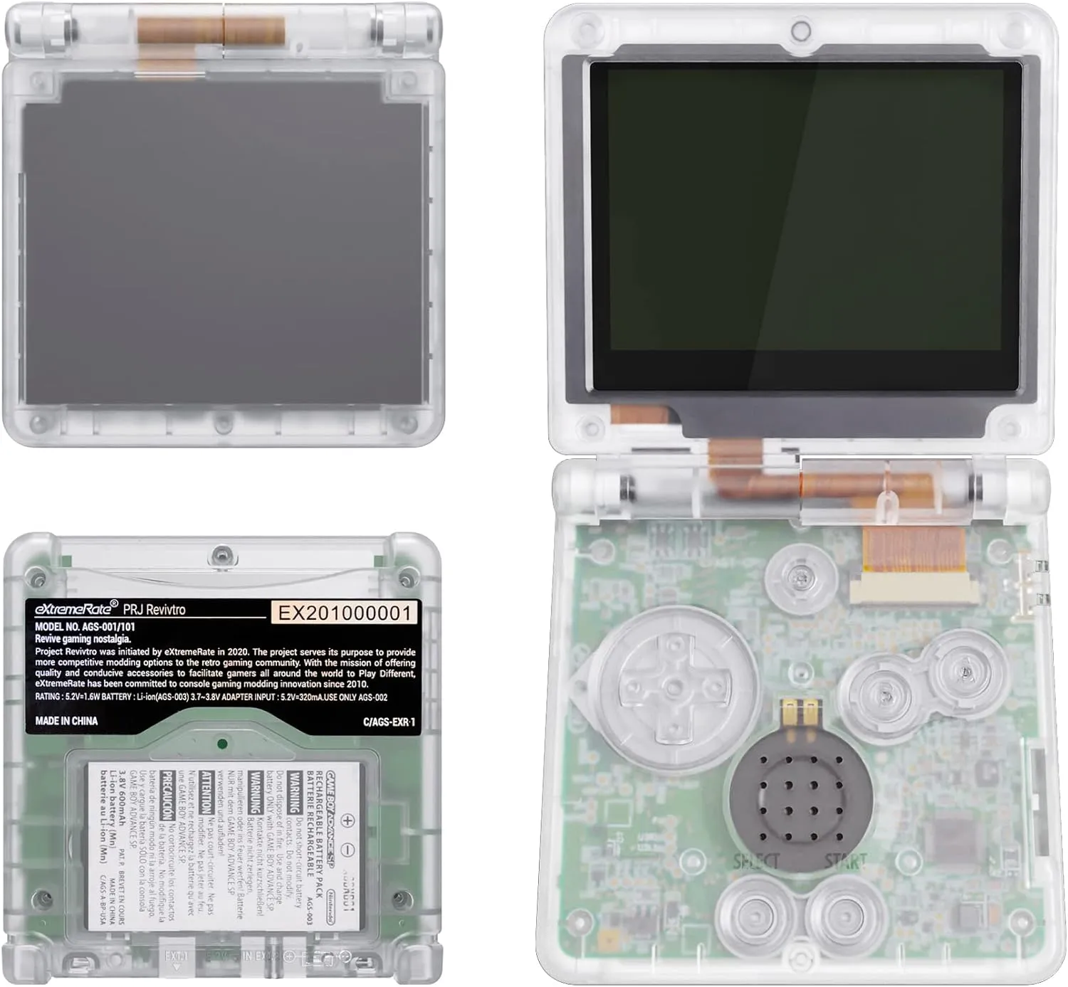 IPS Ready Upgraded eXtremeRate Glow in Dark - Green Custom Replacement Housing Shell for Gameboy Advance SP GBA SP – Compatible with Both IPS & Standard LCD – Console & Screen NOT Included