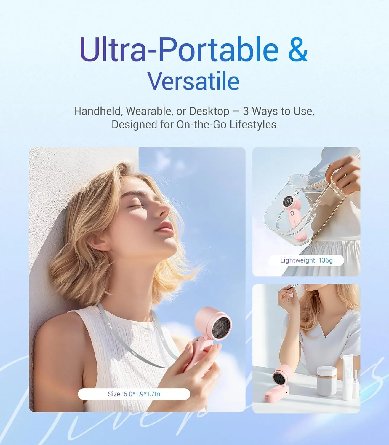 iTurbo Handheld Turbo Fan, Mini Foldable Portable Hand Fans, Rechargeable Battery, 5 Gear High Speeds Led Display,Powerful Airflow, 12Hrs Cooling Small Fan Travel Essentials Beach, Outdoor, Work