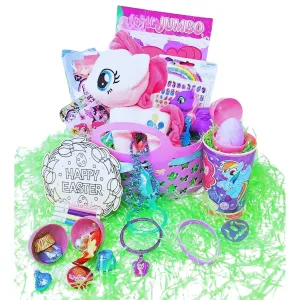 Ja'Cor Pony Easter Basket DIY, Rainbow-Themed Medium Easter Basket Filled with Chocolates Candy Eggs Treats Assorted Activities Stuffers, Gift Baskets For All Occasions Care Package