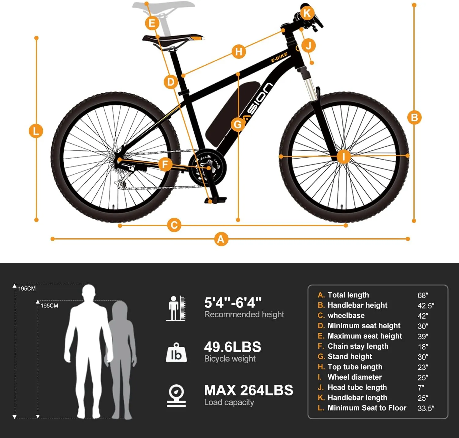 Jasion EB5 Electric Bike for Adults with Peak 500W Brushless Motor, 40Miles 20MPH Commuting Electric Mountain Bike with 360Wh Removable Battery, 7-Speed, 26" Tires and Front Fork Suspension