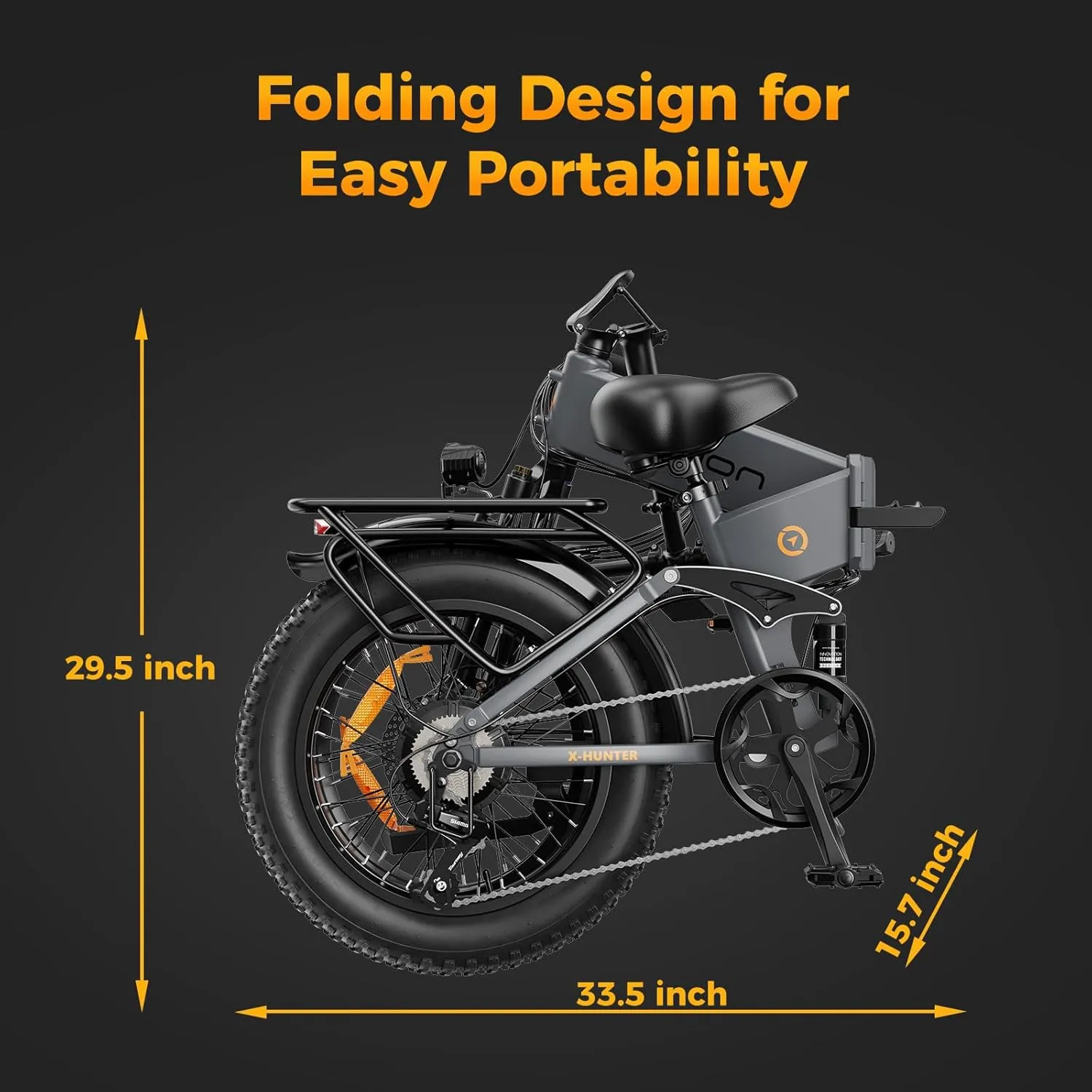 Jasion X-Hunter Electric Bike for Adults,1400W Peak Motor 30MPH Max Speed,48V 13AH Removable Battery, Full Suspension System Design,20''*4.0 Fat Tire Foldable Ebike 7-Speed Bicycles
