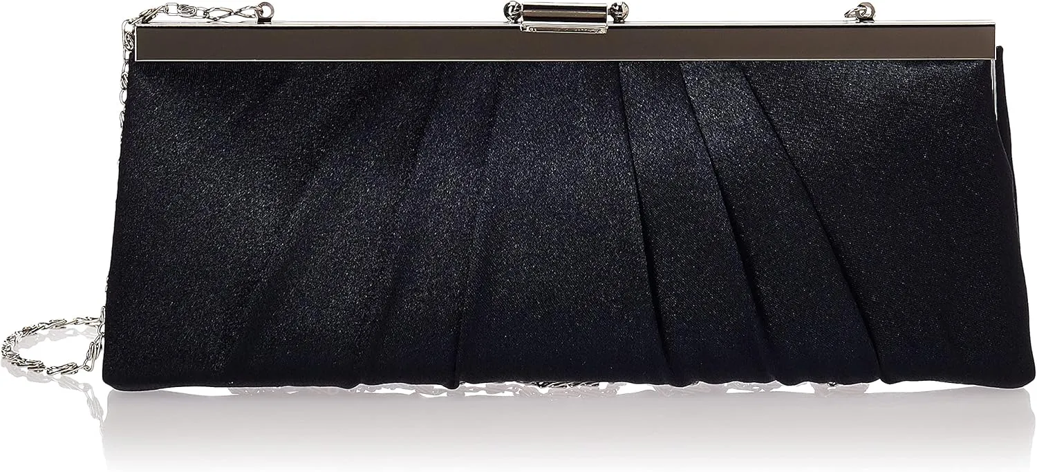 Jessica McClintock Blaire Women's Satin Frame Evening Clutch Bag Purse with Shoulder Chain Included