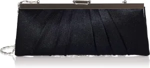 Jessica McClintock Blaire Women's Satin Frame Evening Clutch Bag Purse with Shoulder Chain Included