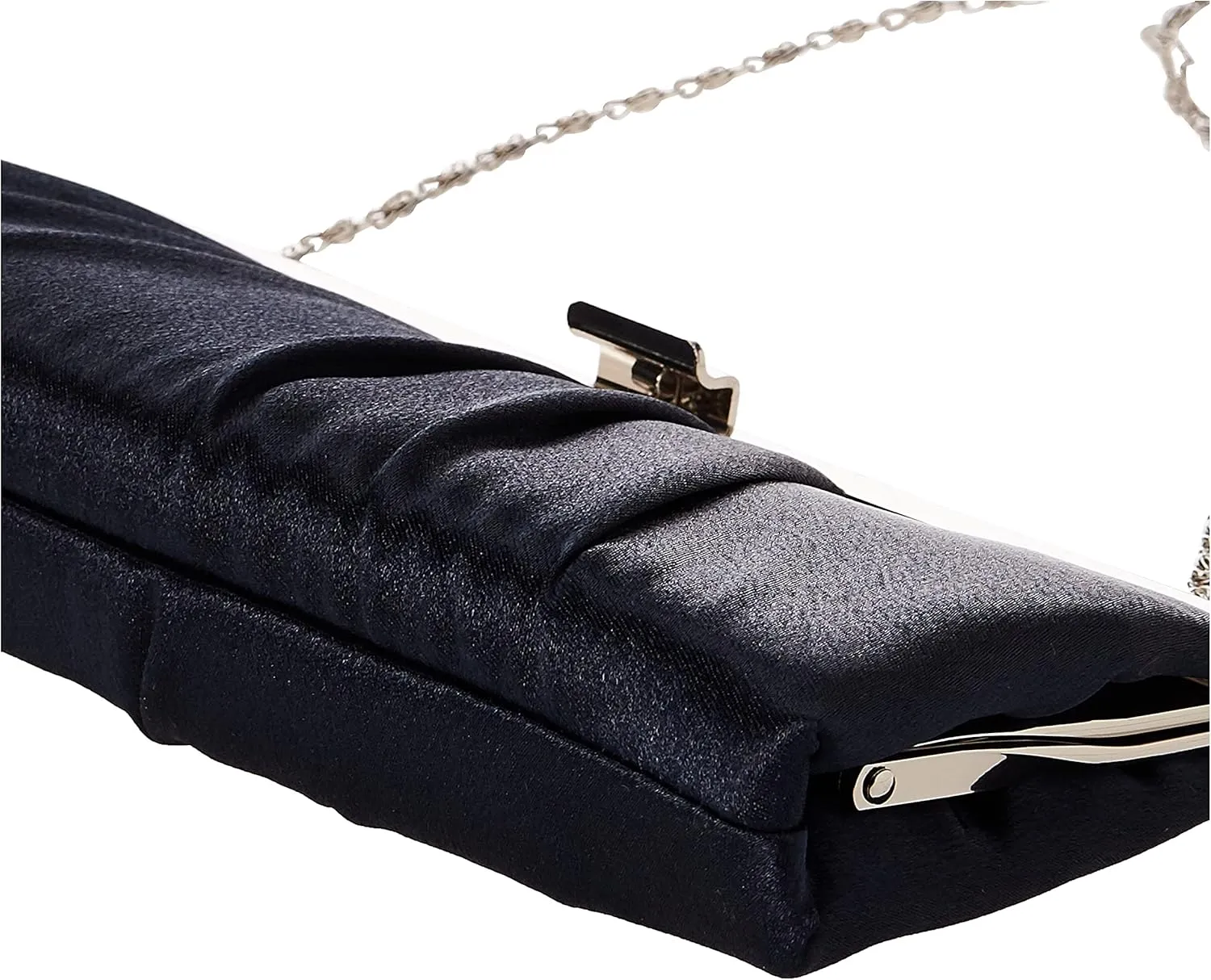 Jessica McClintock Blaire Women's Satin Frame Evening Clutch Bag Purse with Shoulder Chain Included