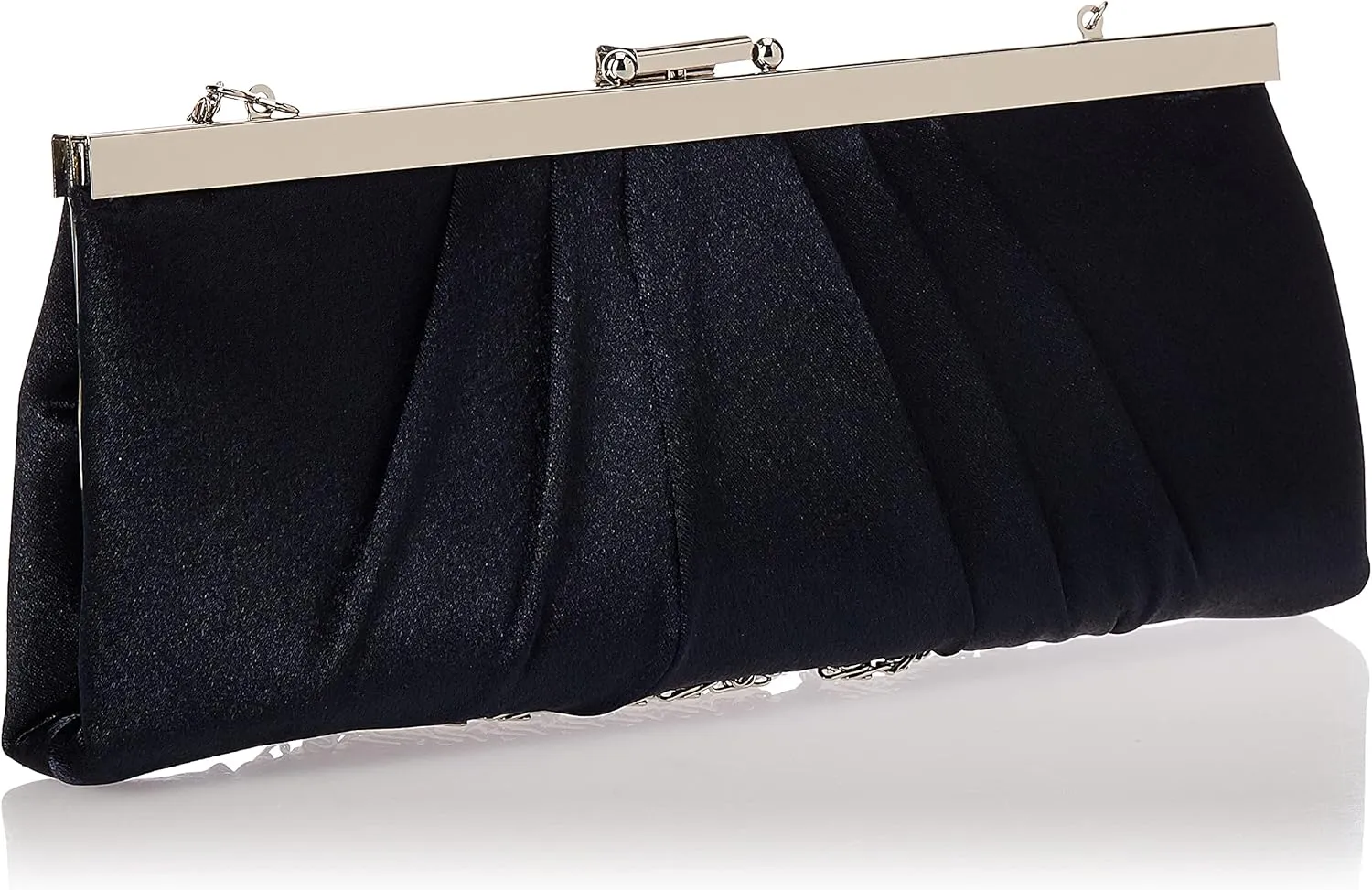 Jessica McClintock Blaire Women's Satin Frame Evening Clutch Bag Purse with Shoulder Chain Included