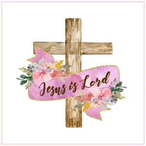 Jesus Is Lord Cross 6 inch Mini Fabric Art Panel