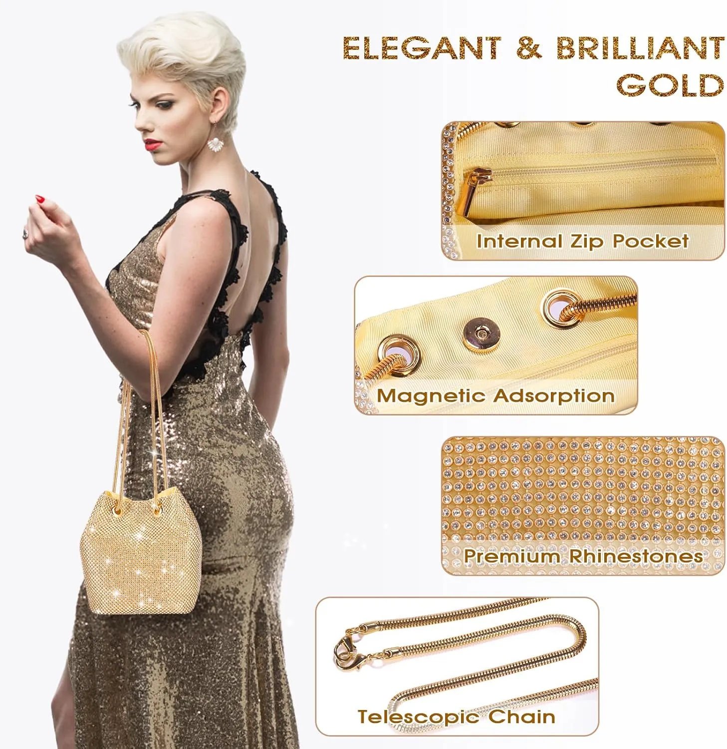 JIAN YA NA Fashion Women Bridesmaid Lady Girl Bride Evening Clutch Bag for Prom Cocktail Party Wedding Engagement