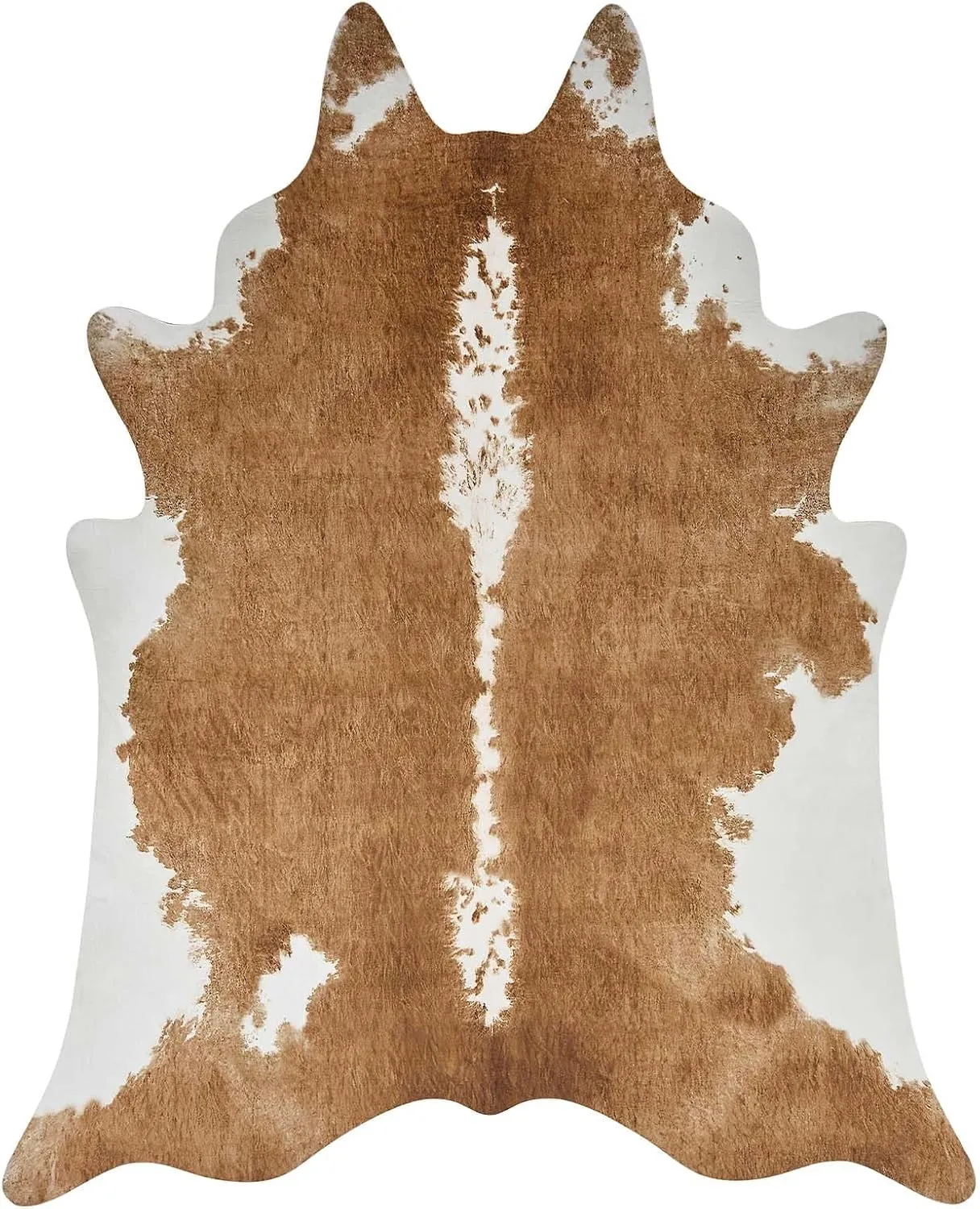 jinchan Faux Cowhide Rug Cow Print Living Room Area Rug Floor Cover Cow Hide Brindle Animal Skin Alternative Indoor Carpet Bedroom Apartment Western Theme Safari Decor Brown 5x7