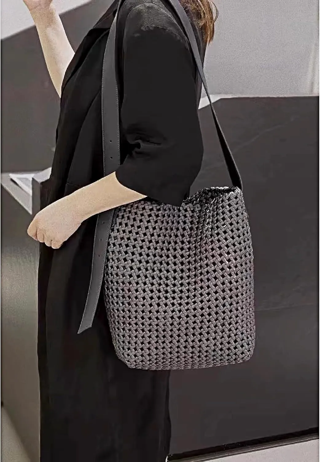 JINMANXUE Woven Tote Bag For Women, Female Handbag and Purses, Fashion Vegetable Basket Bag, Causal Shoulder Crossbody Bags