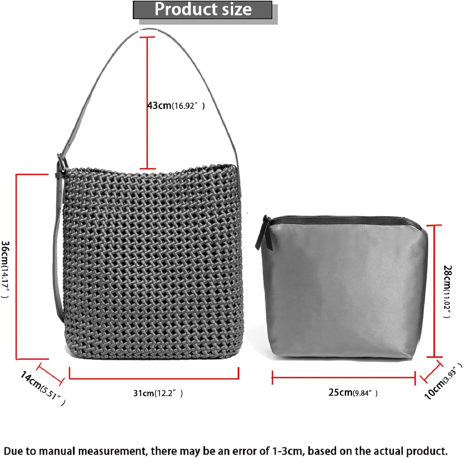 JINMANXUE Woven Tote Bag For Women, Female Handbag and Purses, Fashion Vegetable Basket Bag, Causal Shoulder Crossbody Bags