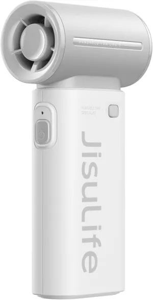 JISULIFE Portable Handheld Fan Life9, Turbo Power High Speed Air [18H Max Cooling Time], 5 Gear Wind, 5000mAh Rechargeable, Mini Pocket Design, Personal Fan for Travel Concerts Cruise Makeup - Grey