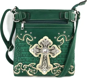 Justin West Concealed Carry Western Cross Duo Color Shoulder Handbag Purse