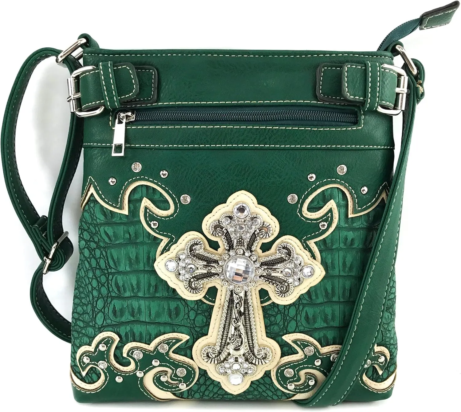 Justin West Concealed Carry Western Cross Duo Color Shoulder Handbag Purse